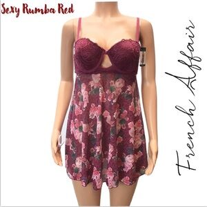 French Affair Red Babydoll Nightie & Panty Set